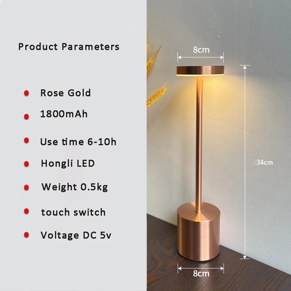 Black Metal LED Table Lamp with Touch Control