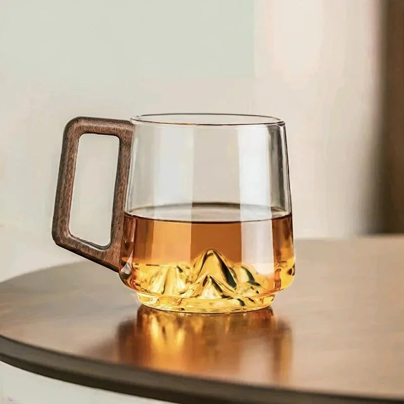 3D Mountain Whiskey Glass in Wooden Gift Box