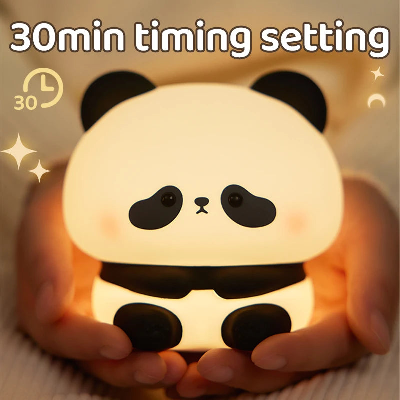 Panda LED Night Light Cute Silicone USB Rechargeable Lamp