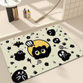 Black Cartoon Cat Door Mat for Living Room and Bedroom