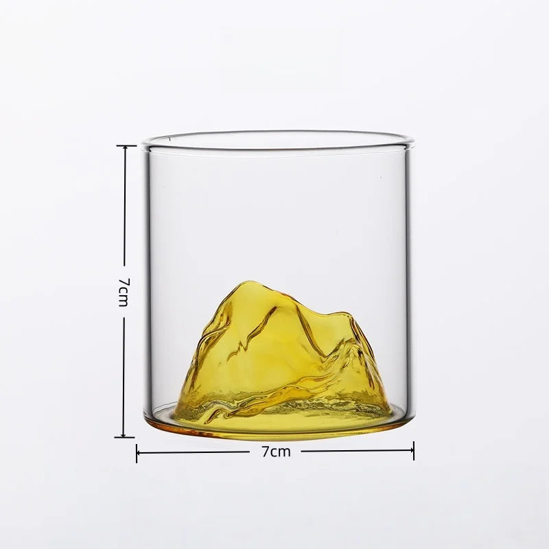 3D Mountain Whiskey Glass in Wooden Gift Box