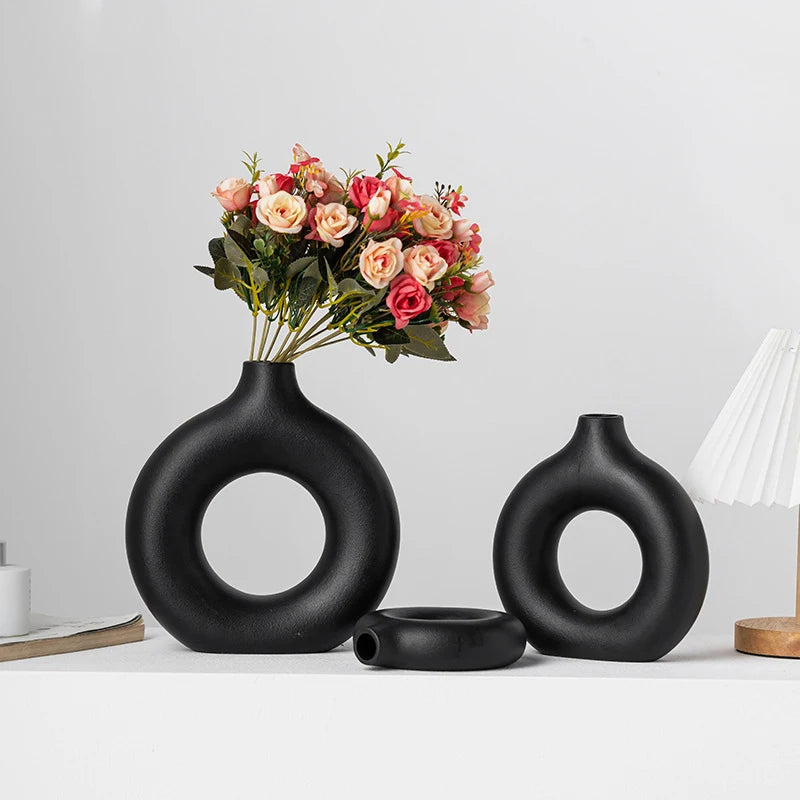 Nordic White Plastic Flower Vase for Home Decor