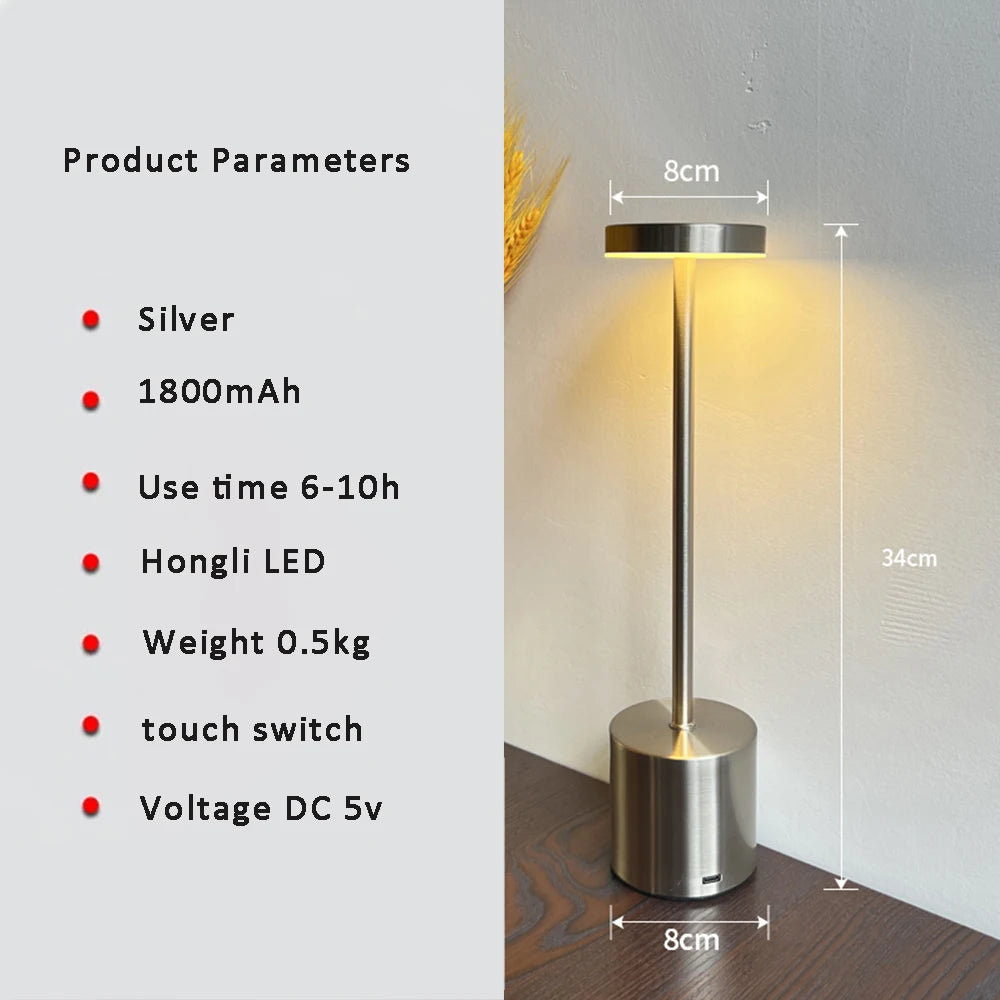 Black Metal LED Table Lamp with Touch Control