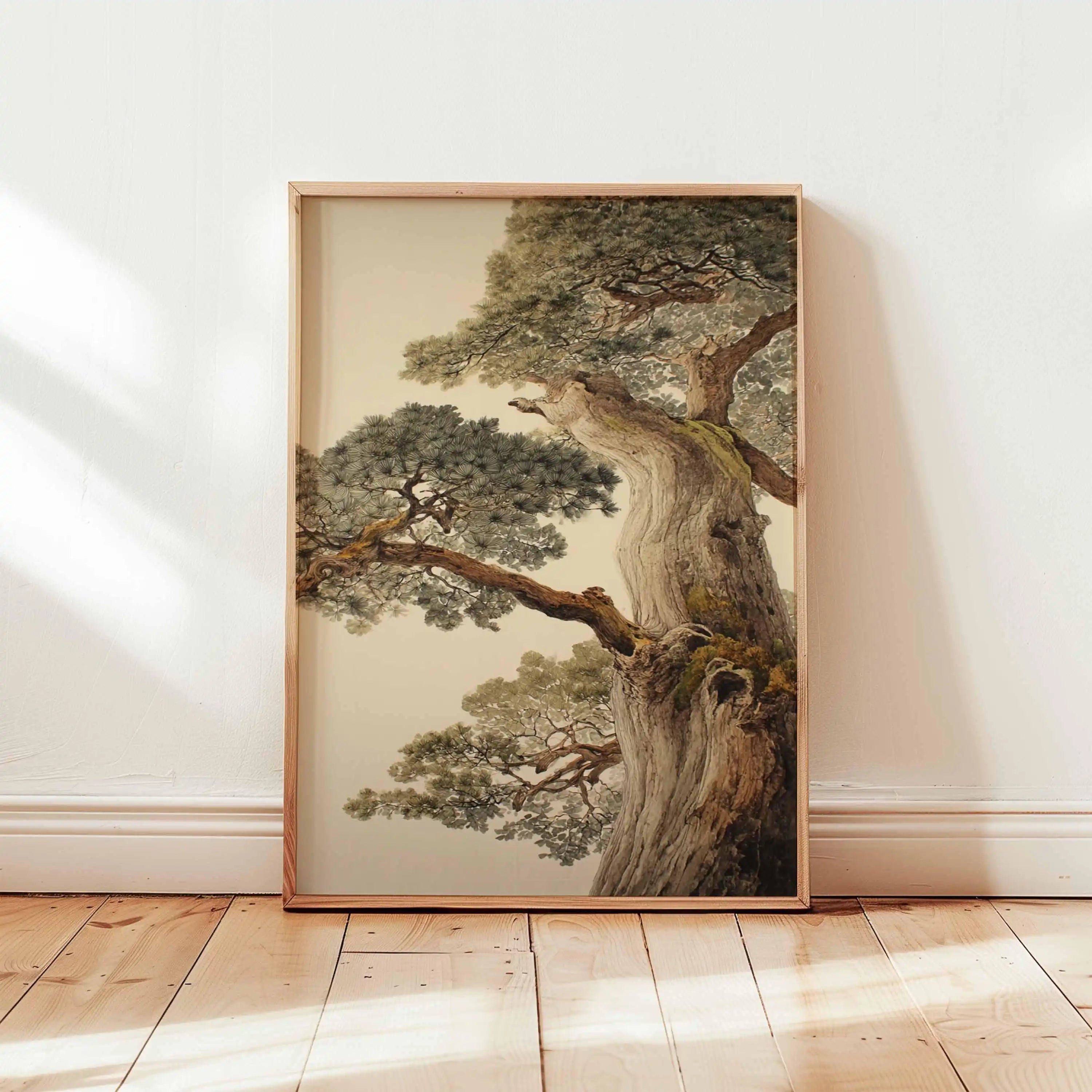 Japanese Crane Canvas Print with Red Sun and Pine Tree